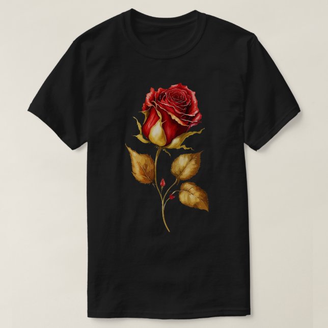 Camiseta Bela rosa vermelha (Frente do Design)