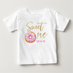 Camiseta Bela Rosquinha Dourada Rosa, Aniversário
