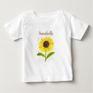 Camiseta Bela rústica de girassol amarela, linda floral 