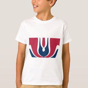 Camiseta Bela Textura Abstrata de Cor Vermelha, Branca e Az