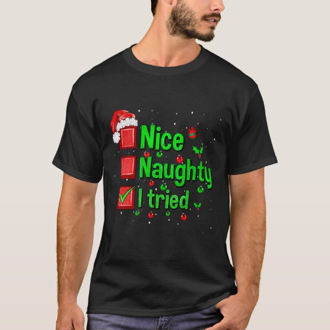 Camiseta Bela travessura Eu Tentei A Família De Natal Engra (Frente)
