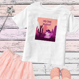 Camiseta Bela Vaca Ocidental Deserto com Idade 2 Aniversári