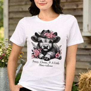 Camiseta Bela Vaqueira Vaca das Terras Altas Com Texto