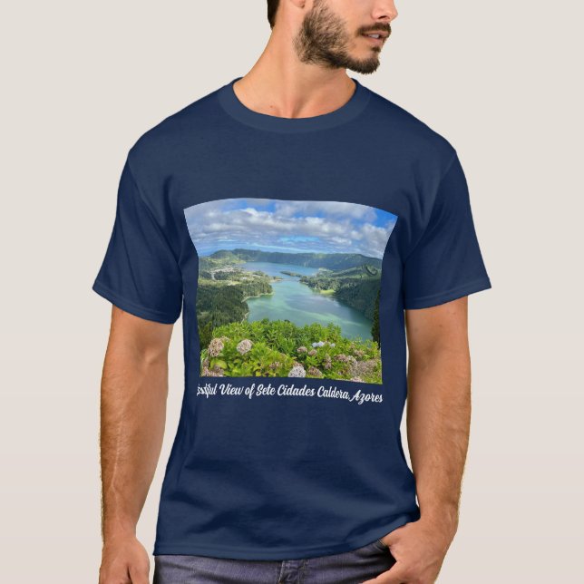Camiseta Bela Visão de Sete cidades Caldera, Açores (Frente)