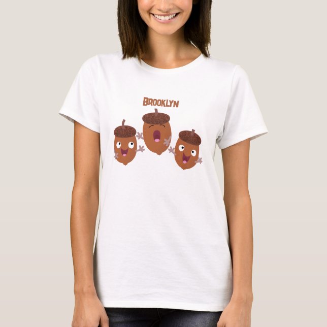 Camiseta Belas bolotas felizes cantando cartoon para crianç (Frente)