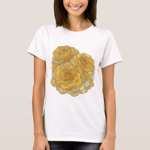 Camiseta Belas ROSAS DOURADAS de Prata Design Moderno