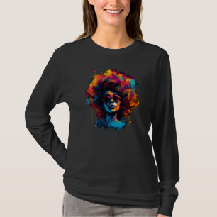 Camiseta Beleza Afro-Americana de Cabelo Preto Natural
