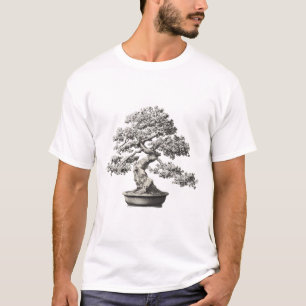 Camiseta Beleza Bonsai – Ilustração Botânica Vintage a Cane