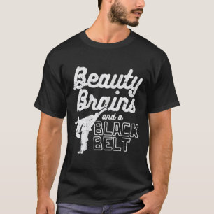 Camiseta Beleza Cérebro Negra Menina Karate Kick Taekwond