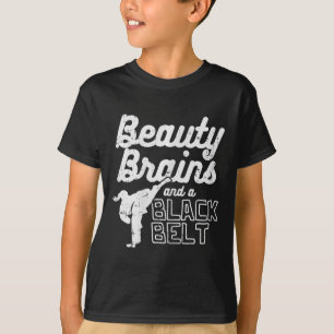 Camiseta Beleza Cérebro Negra Menina Ponytail Kick Taekwo