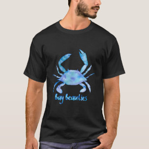Camiseta Beleza da Baía do Caranguejo Azul da Aquarela