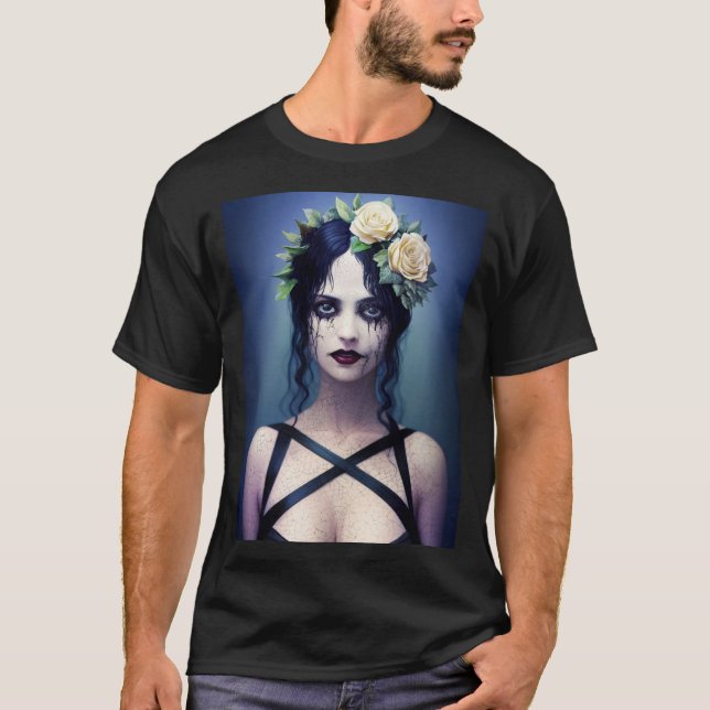 Camiseta Beleza de Porcelana rachada gótica (Frente)
