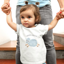 Beleza Moderna Azul Pastel Ovelha E Nome Do Bebê