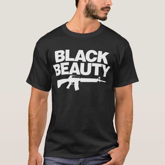 Camiseta Beleza preta AR - branco (Frente)