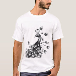 Camiseta Beleza Regal: Arte de Carvão de Peacock