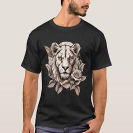 Camiseta Beleza Selvagem: Lioness Rosa Tattoo Design