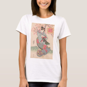 Camiseta Beleza sob Cherry Blossoms Vintage Ukiyo-e