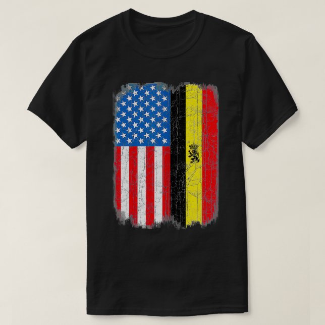 Camiseta Belga American Flag Belgium Belgique (Frente do Design)