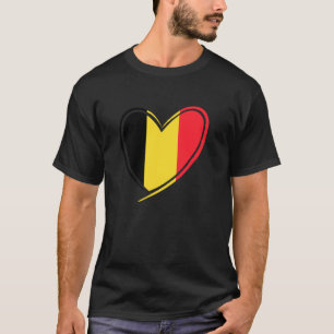 Camiseta Belga Coração Bandeira Belga Homens Patrióticos Mu