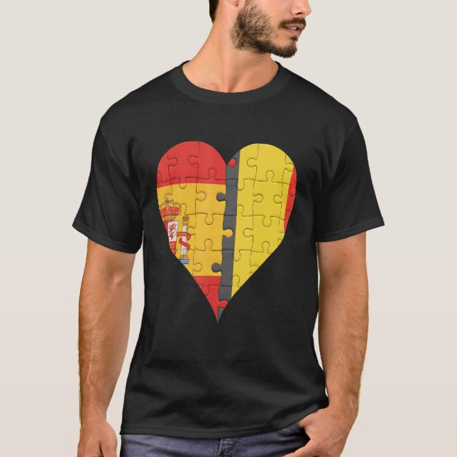 Camiseta Belga espanhola Flag Heart (Frente)