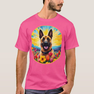 Camiseta Belga Malinois Mountain Flower Cuja Coloração é Co