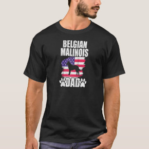 Camiseta Belga Malinois Pai Dog Lover American Flag Ra