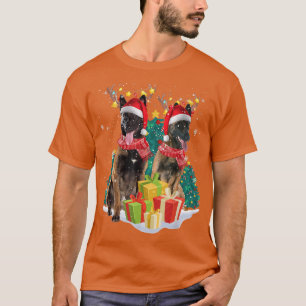Camiseta Belga Malinois Reindeer Hat Papais noeis
