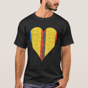 Camiseta Belga romena Flag Heart