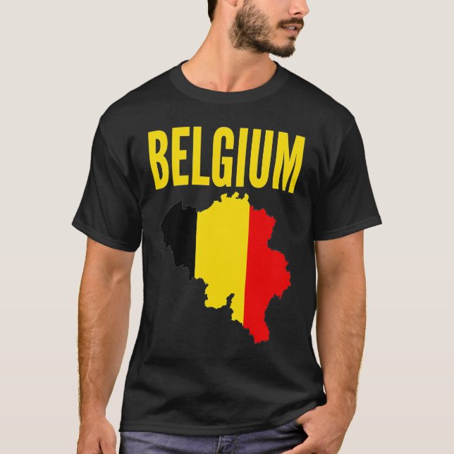 Camiseta Belgian  Belgium Country Map Flag (Frente)