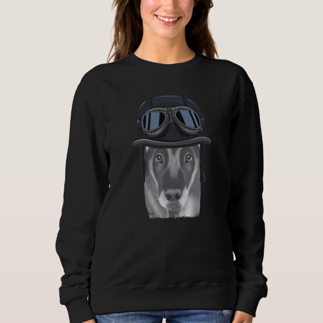 Camiseta Belgian Malinoi Wearing Vintage Motorcycle Helmet (Frente)