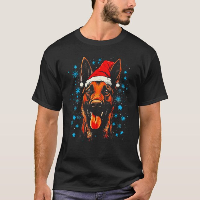 Camiseta Belgian Malinois Dog Christmas (Frente)