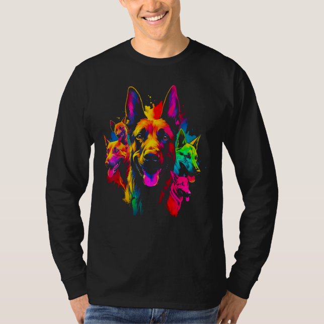 Camiseta Belgian Malinois Dog Colorful (Frente)