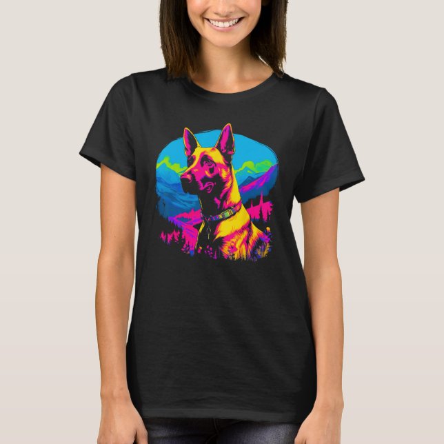 Camiseta Belgian Malinois Dog Pop Art (Frente)