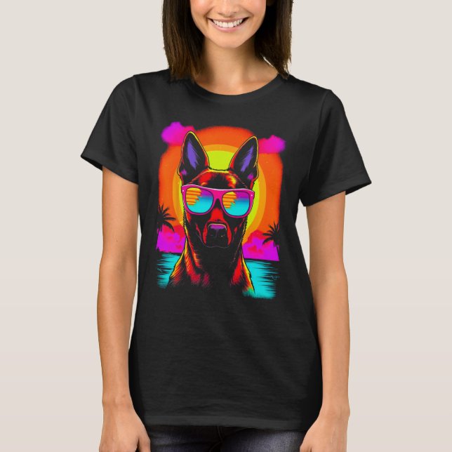 Camiseta Belgian Malinois Dog Sunglasses Summer Party (Frente)