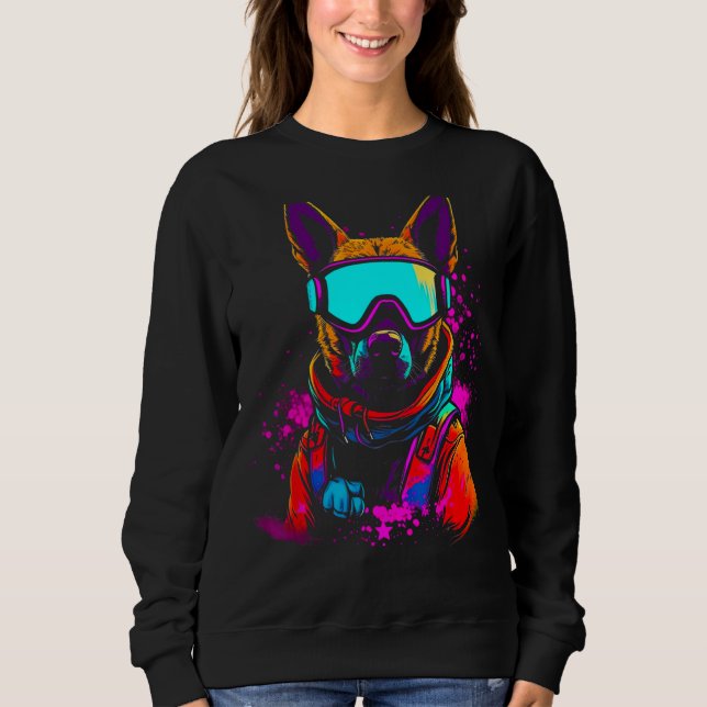 Camiseta Belgian Malinois Dog Winter Snowboard (Frente)