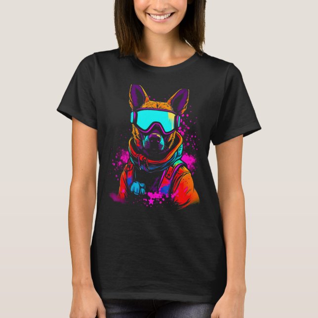 Camiseta Belgian Malinois Dog Winter Snowboard (Frente)