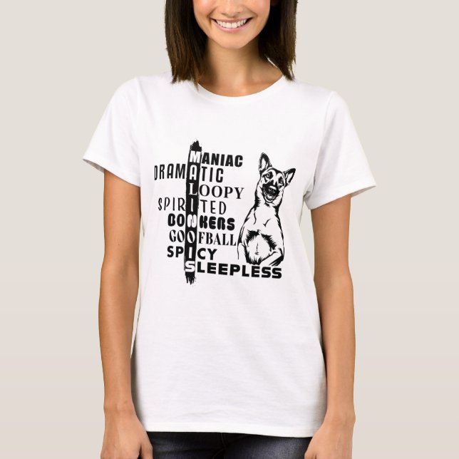 Camiseta Belgian Malinois Personality Word Puzzle (Frente)