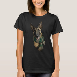 Camiseta Belgian Malinois Wearing a Scarf 2