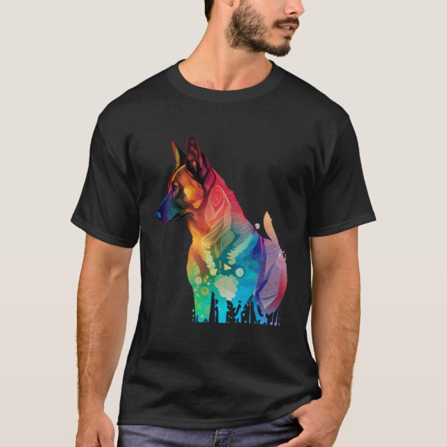 Camiseta Belgian Shepherd Malinois Colorful Pop Splash (Frente)