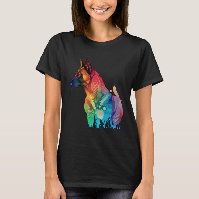 Camiseta Belgian Shepherd Malinois Colorful Pop Splash (Frente)