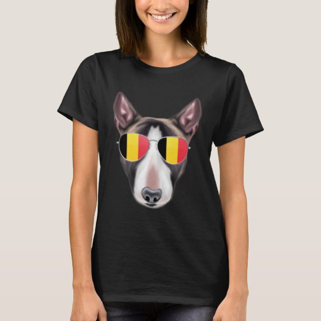 Camiseta Bélgica Bandeira Miniatura Bull Terrier Dog Bélgic (Frente)