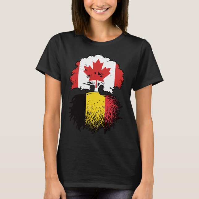 Camiseta Bélgica Belga Canadá, Canadá, Bandeira de Raízes d (Frente)