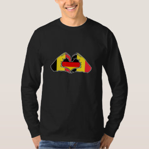 Camiseta Bélgica e Alemanha  Coração mão amizade 