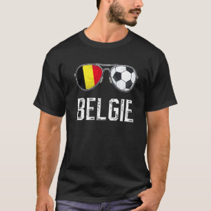 Camiseta Bélgica Flag & Football Sunglass Bélgica Fan