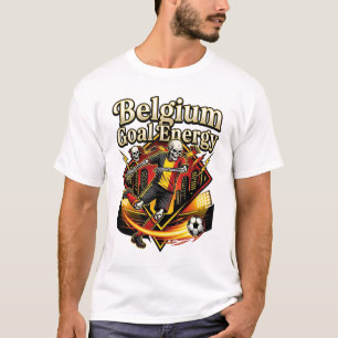 Camiseta Bélgica Gol Energia Esqueleto Atacante Nações Negr