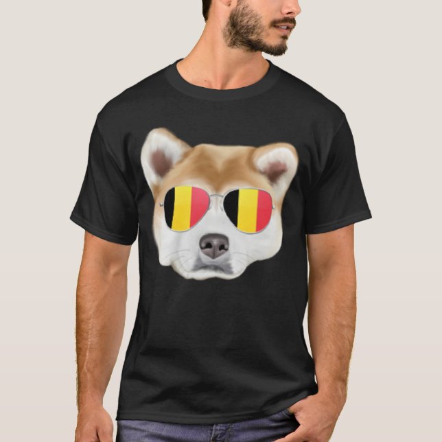 Camiseta Belgium Flag Akita Dog Belgium Pocket (Frente)