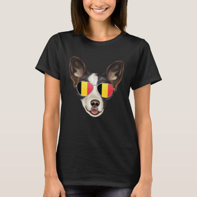 Camiseta Belgium Flag Cardigan Welsh Corgi Dog Belgium Pock (Frente)