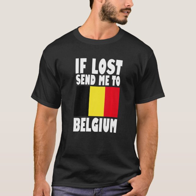 Camiseta Belgium Flag Design  If lost send me to Belgium Pr (Frente)