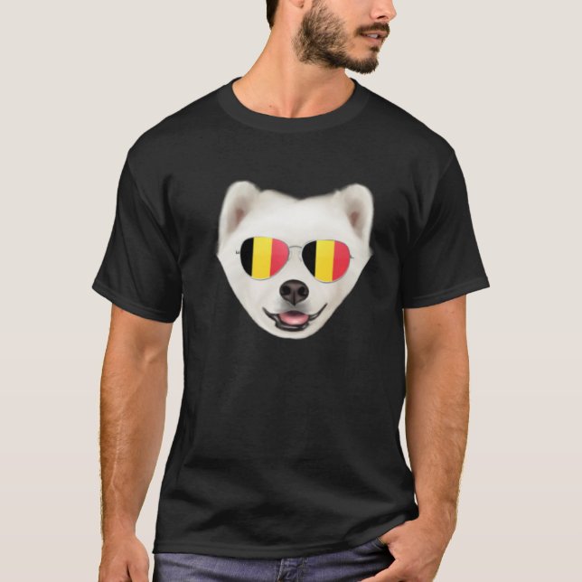 Camiseta Belgium Flag Samoyed Dog Belgium Pocket (Frente)
