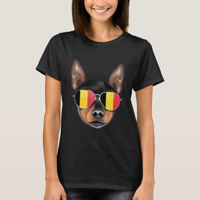 Camiseta Belgium Flag Toy Fox Terrier Dog Belgium Pocket (Frente)